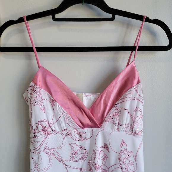 Vintage Kiwi 2000s pink white babydoll top Medium Y2K - Picture 8 of 9